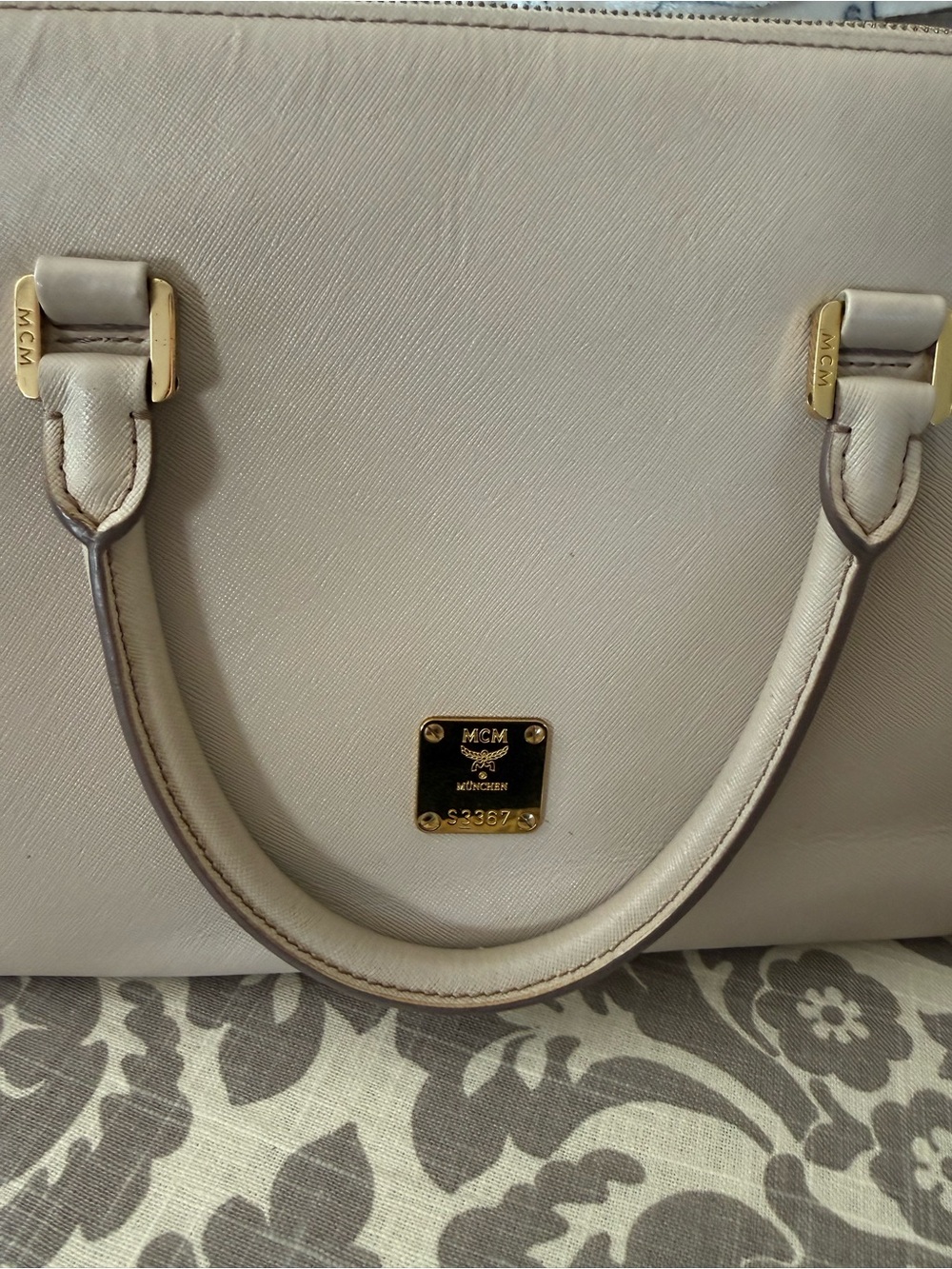 MCM Beige/Taupe Leather Dome Satchel with Gold Hardware - Picture 15 of 16